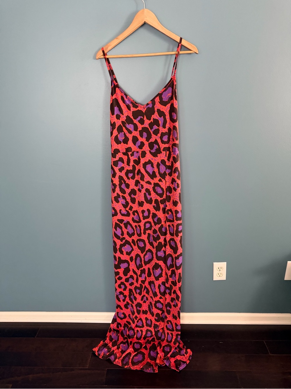 Boohoo Orange & Purple Leopard Print Slip Dress